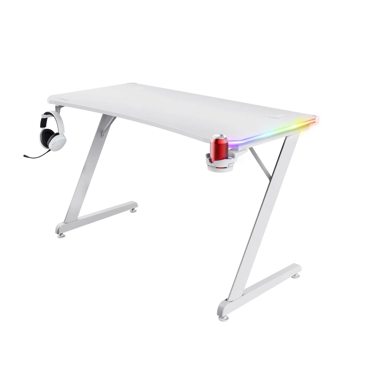 GXTrust Luminus RGB Gaming Tisch Weiß 120 x 60 cm mit LED Beleuchtung
