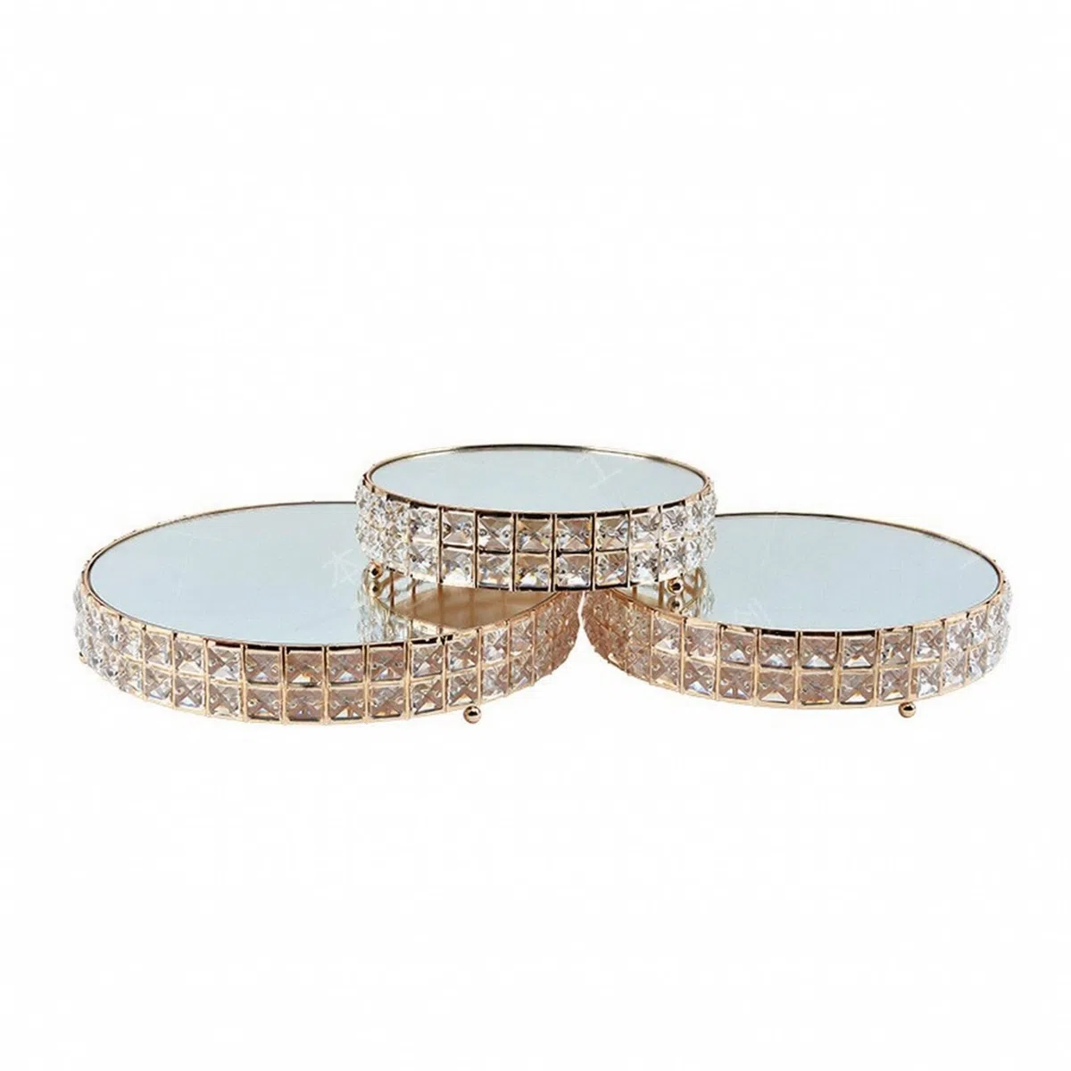LOVIVER 3 Stück kreisförmige -Dessertplatte elegant kreisförmige -Servierplatte niedriges Kuchenplatte für Hochzeiten, Geburtstagspartys, Gold