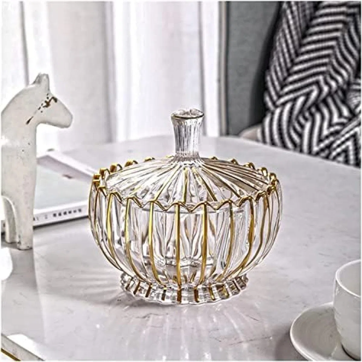 Gewürzglas, Zuckerstreuer, Bonbonglas, Transparentes Glas, Kristallglas, Zuckerglas, Wohnzimmer, Modern, Mehrere Schränke, Dekoriert Mit Bemaltem Gold, Bonbondose Mit Deckel, Gewü, Khaki