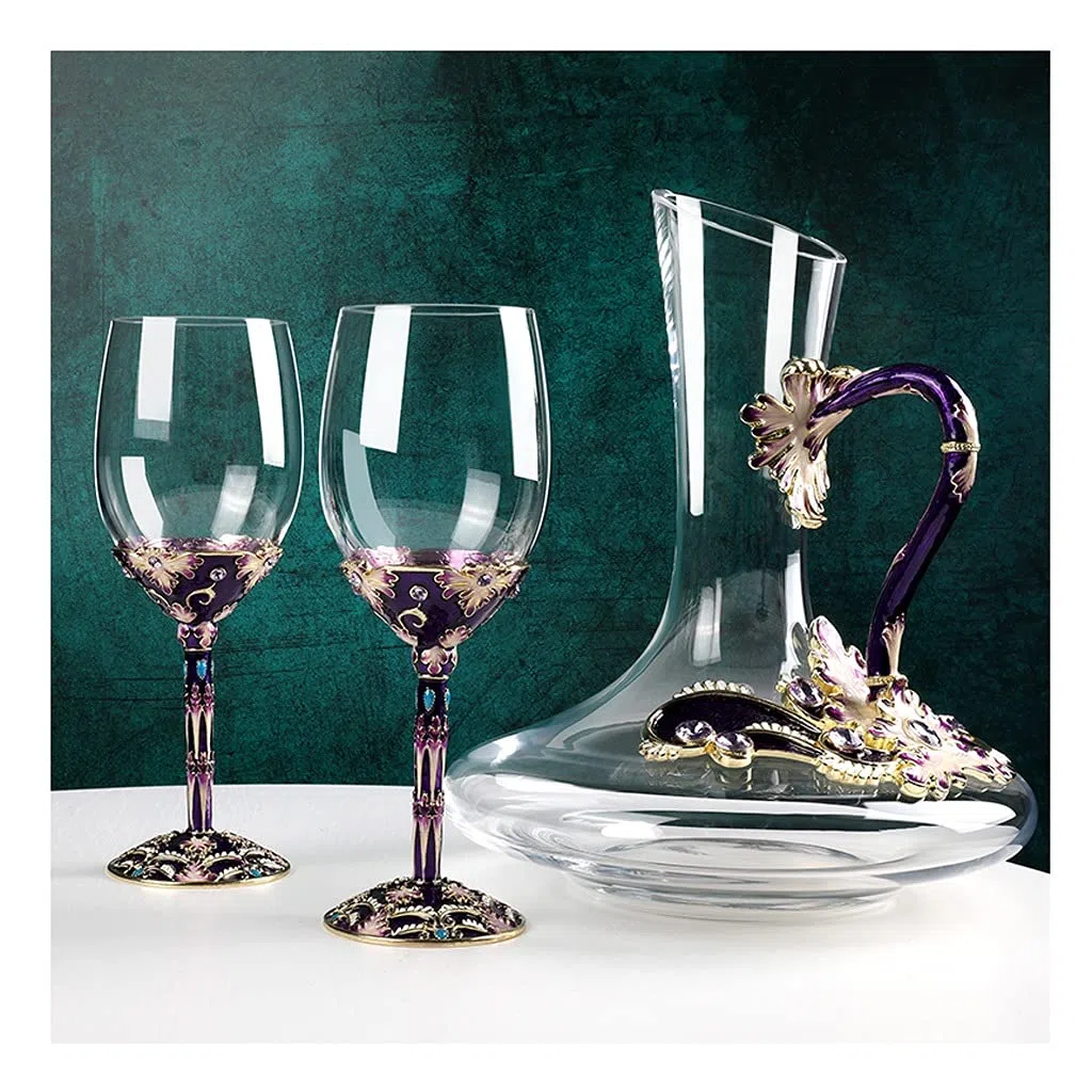 Wein Dekanter Email Lead-Free Crystal Dekanter Set Kreativer Europäischer Stil Dekanter Kerzenlicht Dinner Dekoration Ornamente High-End Geschenke Dekantierer (Color : A)