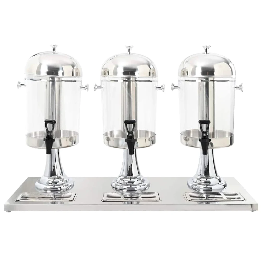Getränkespender 3-fach 24 Liter, Saftspender mit Edelstahl-Rahmen, Kühlzylinder für Buffets, Gastro Getränke-Dispenser, 3 x 8L Fassungsvermögen